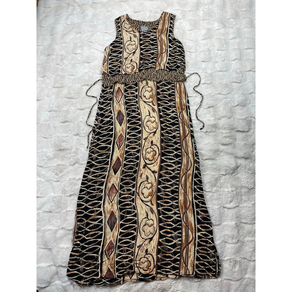 🔥 90s Rabbit Rabbit Rabbit Geometric Abstract Print Boho Tribal Safari Dress 10 - Picture 8 of 14